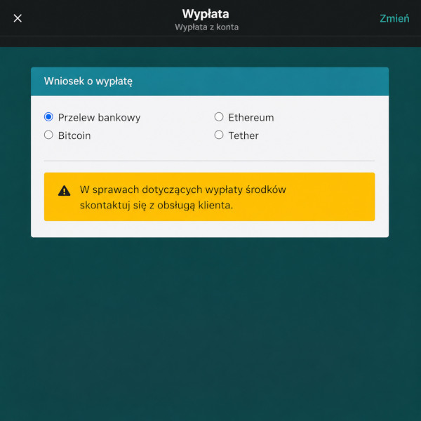Menju wypłaty środków Parimatch w panelu użytkownika Menju wypłaty środków Parimatch w panelu użytkownika