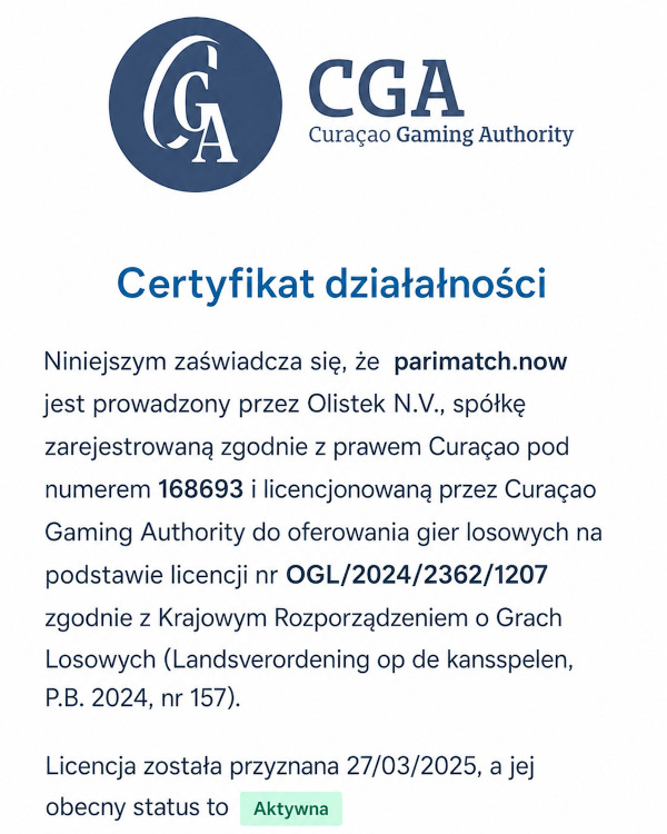 Parimatch Curacao License