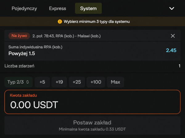 Parimatch Bet Menu