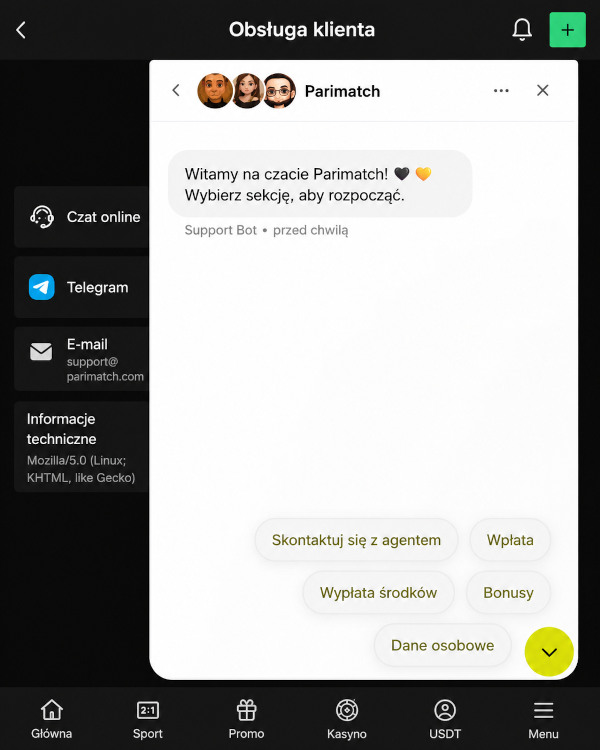Obraszczenie w wsparcie przez czat online
